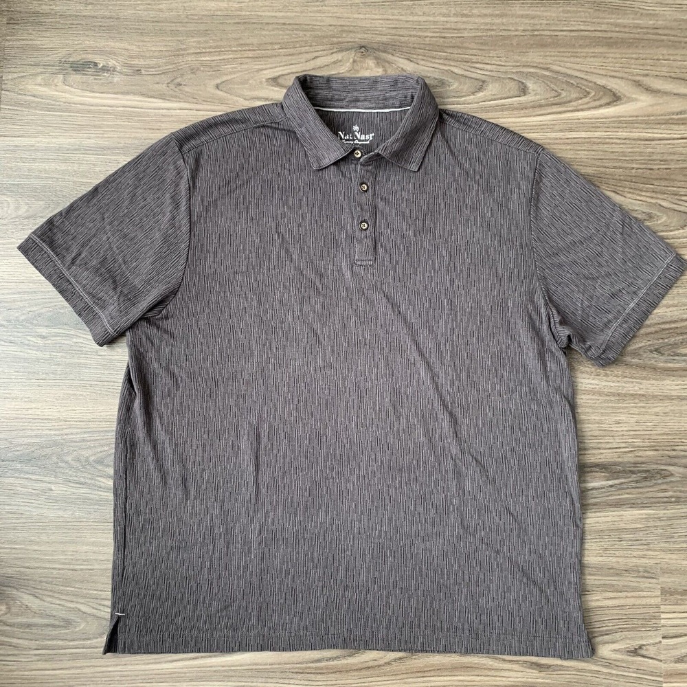 Nat Nast Luxury Originals Men's‎ L Shirt Short Sleeve Gray Black AOP - Picture 2 of 7